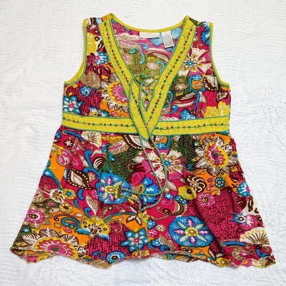 Soft Surroundings Tops - Soft Surroundings Women's Patterned Sleeveless Blouse XS Multicolor V-Neck